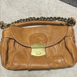 Kooba Tan Leather Shoulder Bag with Gold Accents